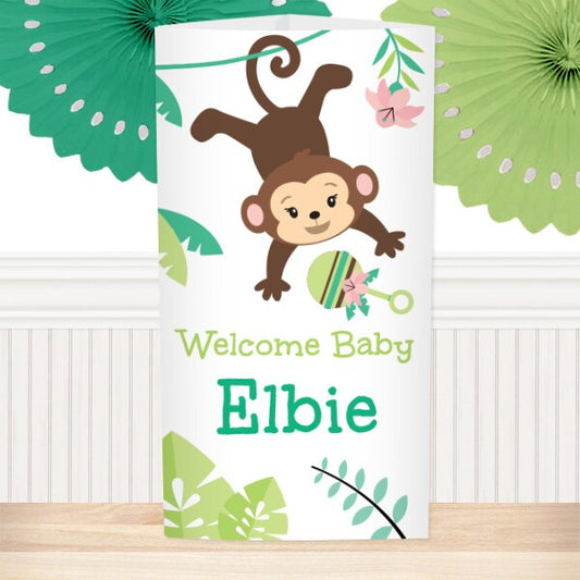 Lil Monkey Baby Shower Personalized Centerpiece,  10 inch,  set of 4