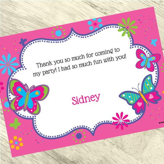 Butterfly Bright Thank You Notes Personalized with Envelopes,  5 x 7 inch,  set of 12