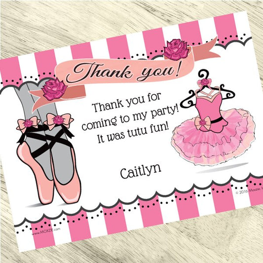Ballerina Thank You Notes Personalized with Envelopes,  5 x 7 inch,  set of 12