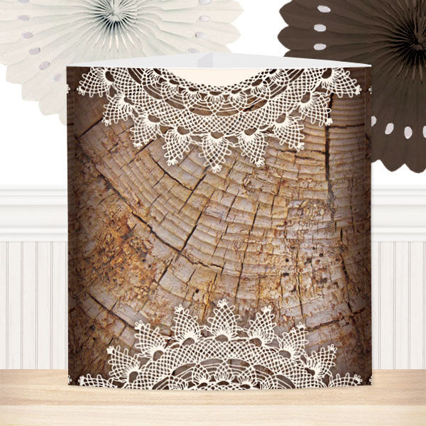 Cute Timber and Lace Centerpiece,  6 inch,  set of 8