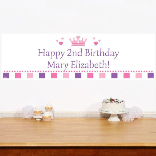 Lil Princess 2nd Birthday Banners Personalized,  12 x 40 inch,  set of 2