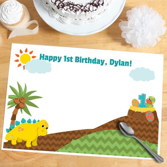 Lil Dinosaur 1st Birthday Placemats Personalized,  12.5 x 18.5 inch,  set of 8