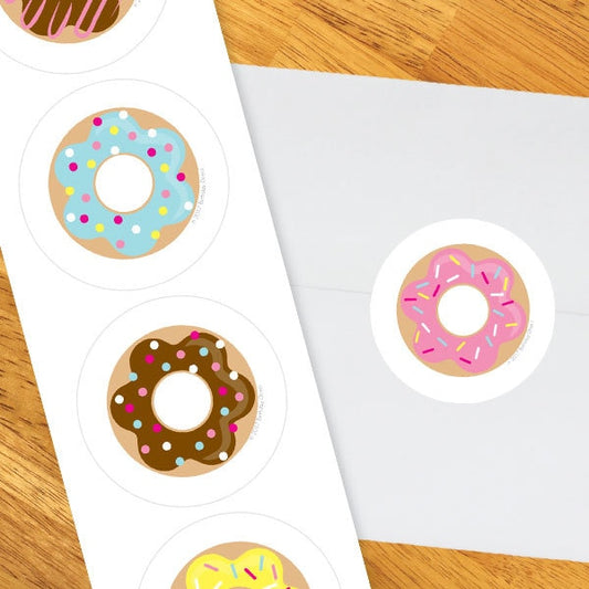 Donut Circle Stickers,  2 inch,  set of 60