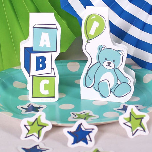 Doodle 1st Birthday Blue Table Decorations DIY Cutouts,  12.5 x 18.5 inch,  4 sheets