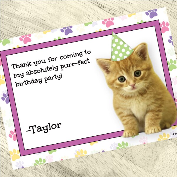 Tabby Kitten Thank You Notes Personalized with Envelopes,  5 x 7 inch,  set of 12