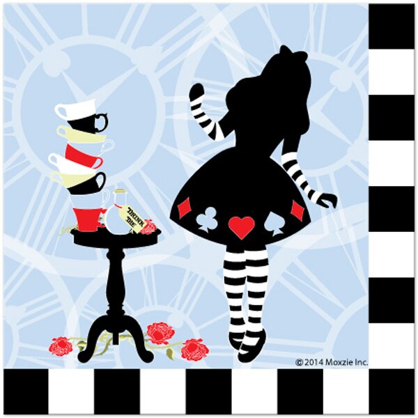 Alice In Wonderland Lunch Napkins,  7 inch,  16 count