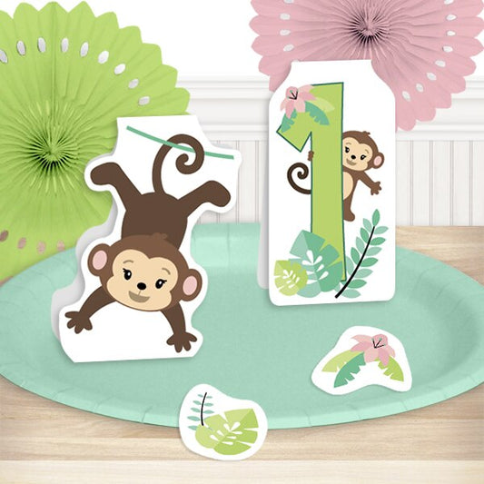 Lil Monkey 1st Birthday Table Decorations DIY Cutouts,  12.5 x 18.5 inch,  4 sheets