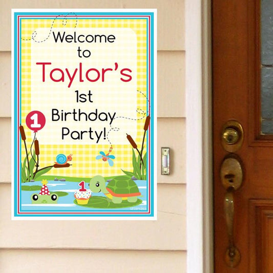 Frog 1st Birthday Door Greeter Personalized,  12.5 x 18.5 inch,  set of 3