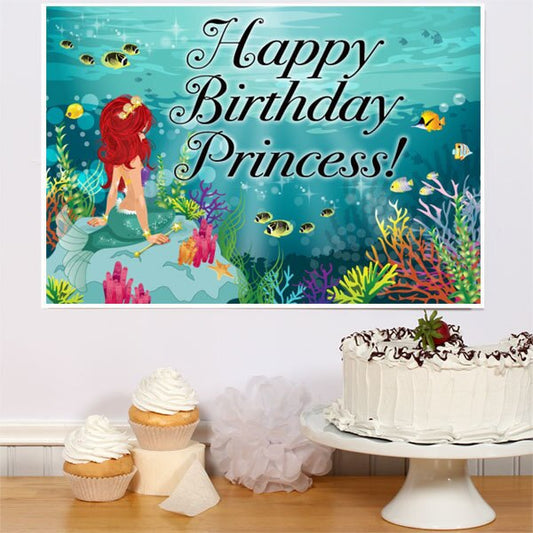 Mermaid Princess Party Sign,  12.5 x 18.5 inch,  set of 3