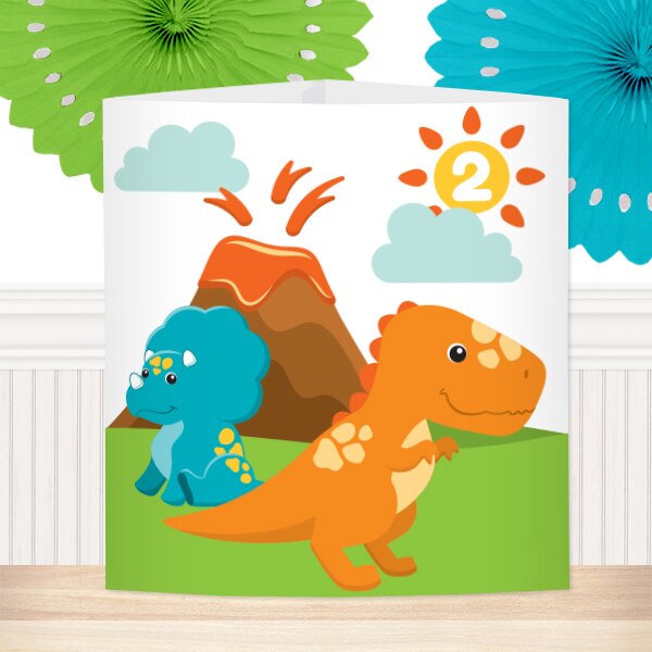 Lil Dinosaur 2nd Birthday Centerpiece,  6 inch,  set of 8