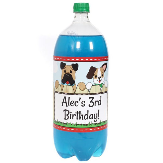 Dog Puppy Smiles Bottle Labels Personalized 2-liter Soda,  5 x 15 inch,  set of 8