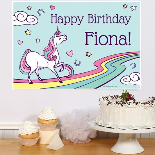 Unicorn Rainbow Party Poster Personalized,  12.5 x 18.5 inch,  set of 3