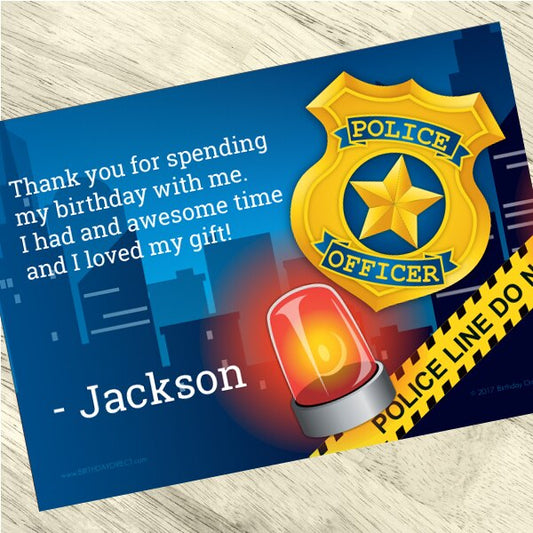 Police Thank You Notes Personalized with Envelopes,  5 x 7 inch,  set of 12