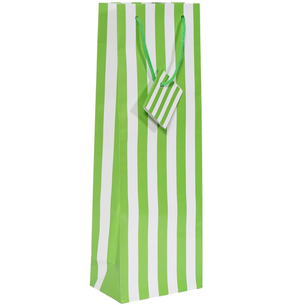 Lime Green Stripe Tall Gift Bag, 5 Count