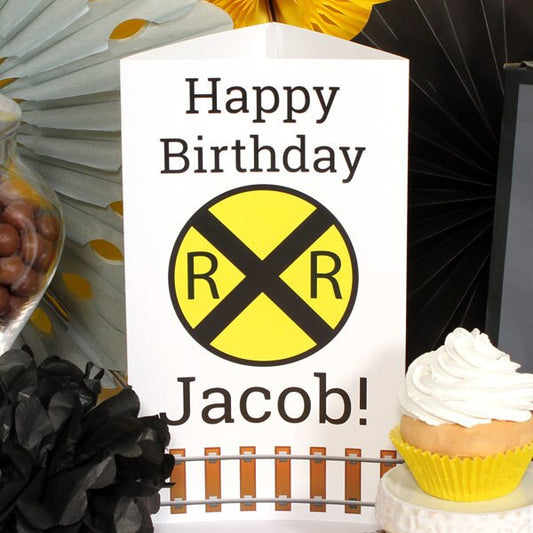 Railroad Crossing Personalized Centerpiece,  10 inch,  set of 4