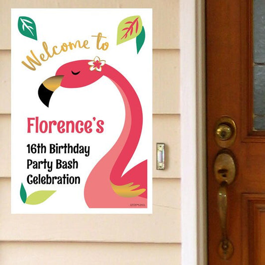 Flamingo Style Door Greeter Personalized,  12.5 x 18.5 inch,  set of 3