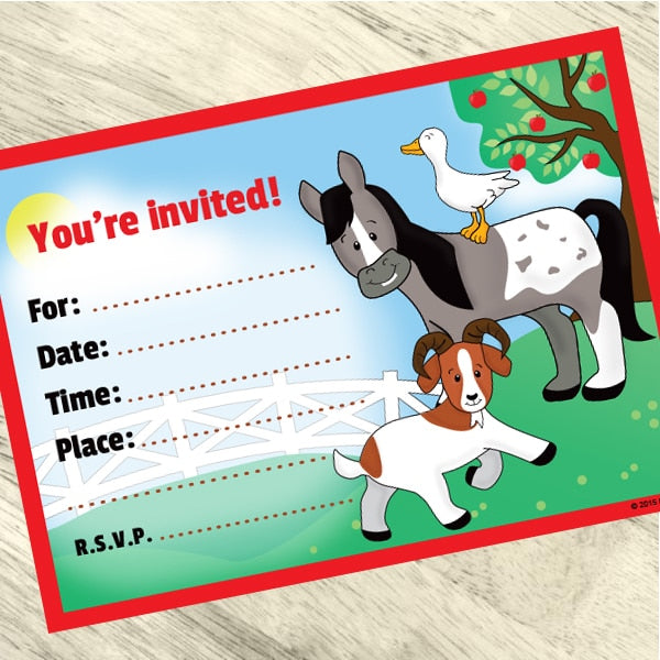 Lil Farmer Invitations Fill-in with Envelopes,  4 x 6 inch,  set of 16