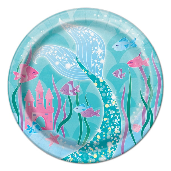 Mermaid Sparkle Dessert Plates,  7 inch,  8 count