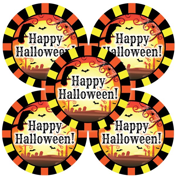 Vintage Halloween Large Stickers,  4 inch diameter,  set of 12