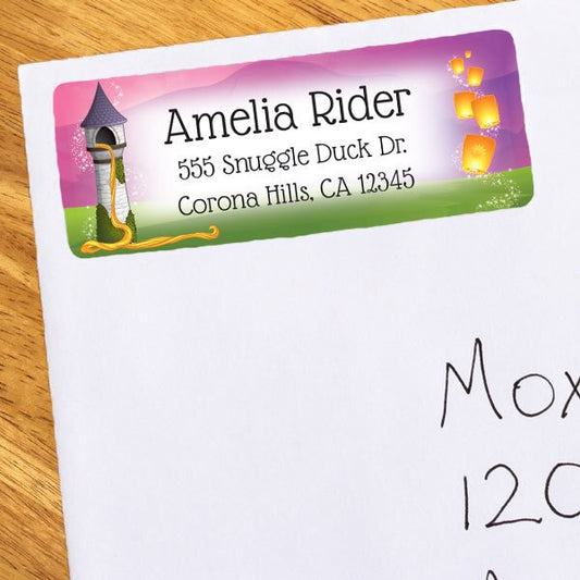Rapunzel Address Labels Return,  1 x 2.6 inch,  set of 60