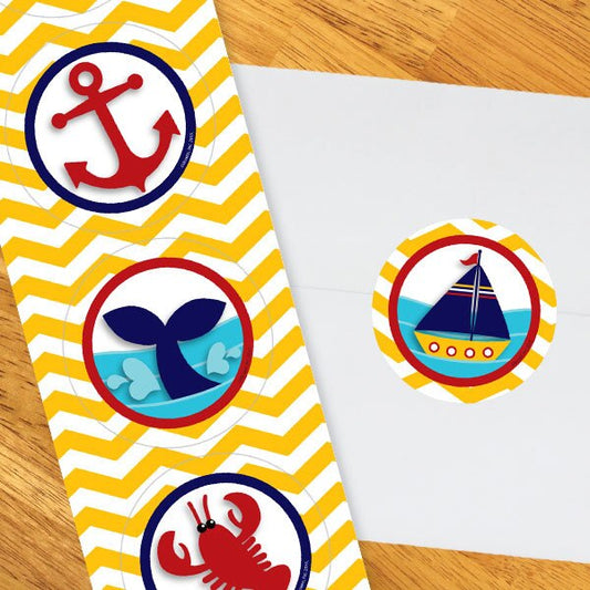 Ahoy Matey Circle Stickers,  2 inch,  set of 60