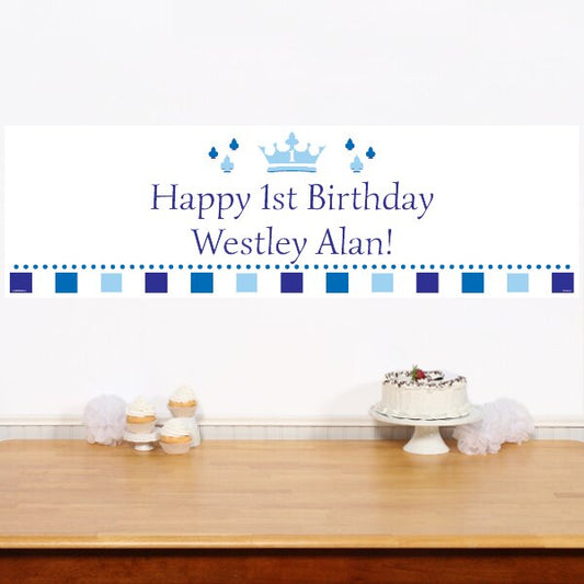 Little Prince 1st Birthday Banners Personalized,  12 x 40 inch,  set of 2