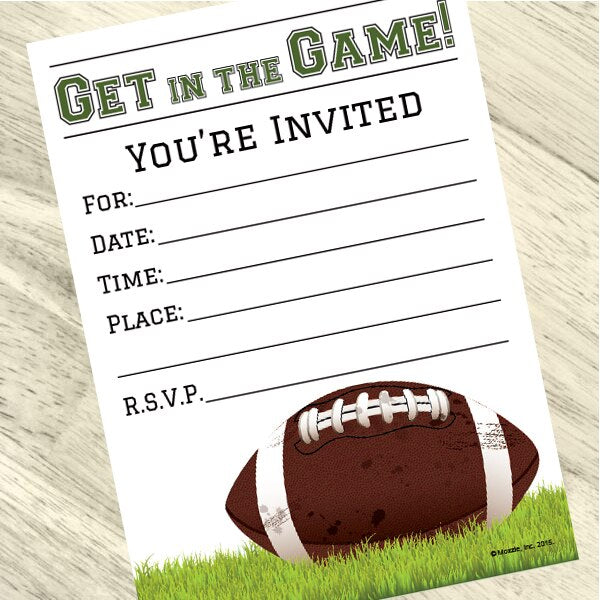 Football Invitations Fill-in with Envelopes,  4 x 6 inch,  set of 16