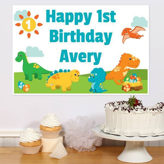 Lil Dinosaur 1st Birthday Party Poster Personalized,  12.5 x 18.5 inch,  set of 3