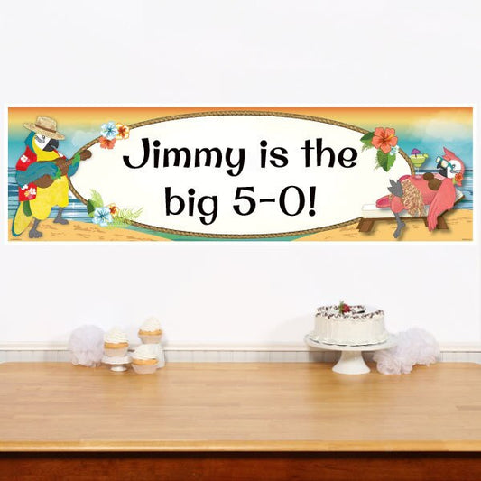 Parrots in Paradise Banners Personalized,  12 x 40 inch,  set of 2