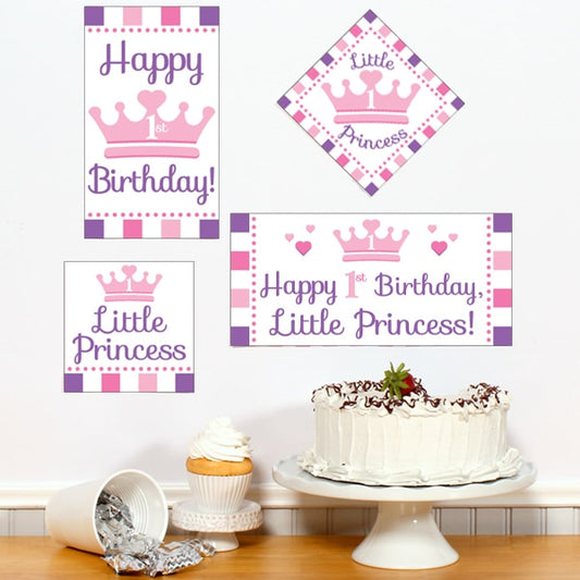 Lil Princess 1st Birthday Sign Cutouts,  6, 8, 10, and 12 inch,  set of 16