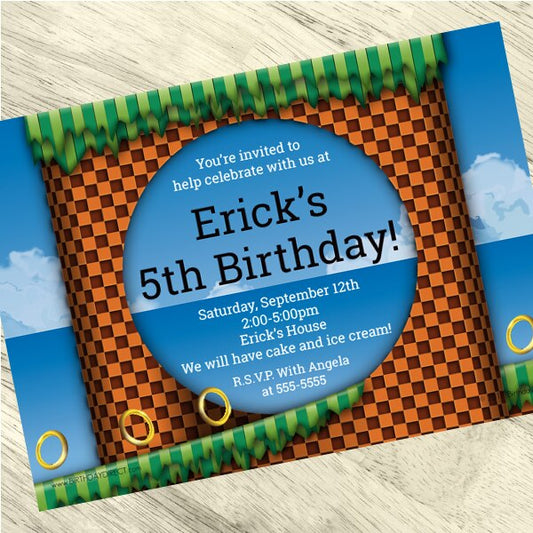 Retro Gaming Invitations Personalized with Envelopes,  5 x 7 inch,  set of 12