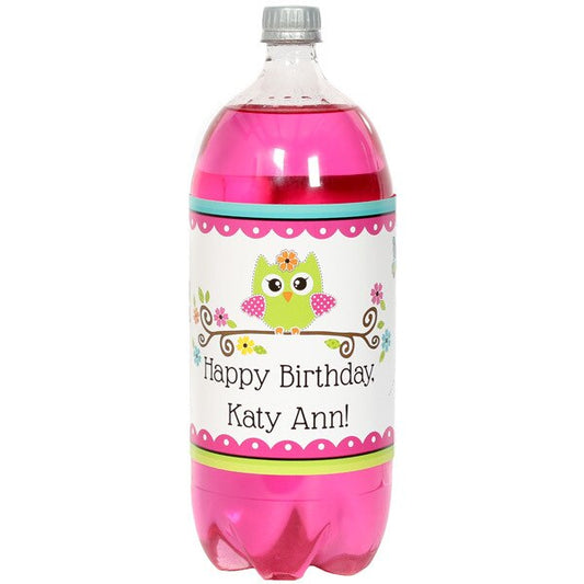 Lil Owl Bottle Labels Personalized 2-liter Soda,  5 x 15 inch,  set of 8
