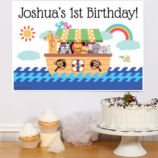 Noah's Ark 1st Birthday Party Poster Personalized,  12.5 x 18.5 inch,  set of 3