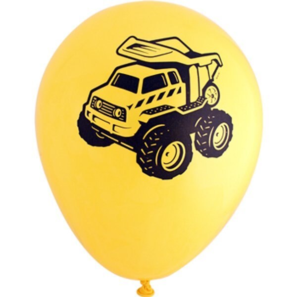 Construction Truck Printed Latex Balloons,  12 inch,  8 count