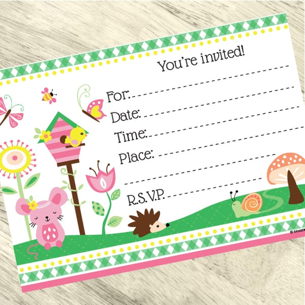 Lil Garden Invitations Fill-in with Envelopes,  4 x 6 inch,  set of 16