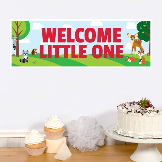Woodland Animals Baby Shower Tiny Banners,  6 x 18.5 inch,  set of 8