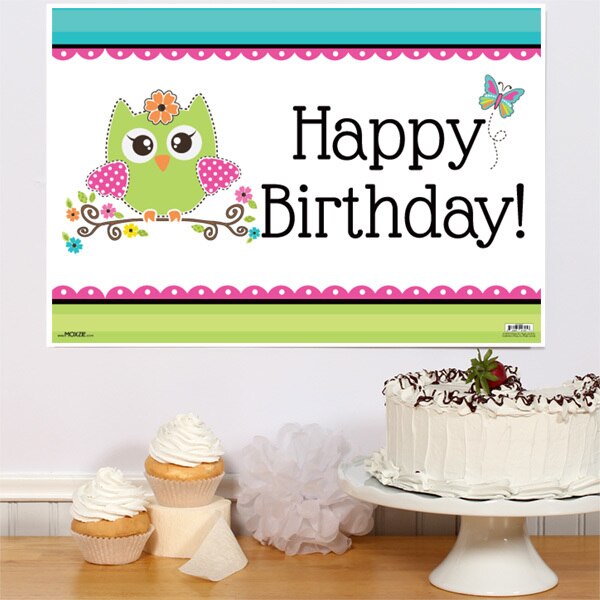 Lil Owl Party Sign,  12.5 x 18.5 inch,  set of 3