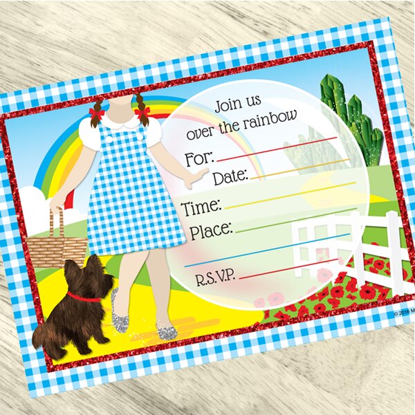 The Wizard of Oz Invitations Fill-in with Envelopes,  4 x 6 inch,  set of 16
