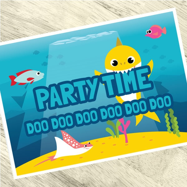 Shark Baby Invitations Fill-in with Envelopes,  4 x 6 inch,  set of 16