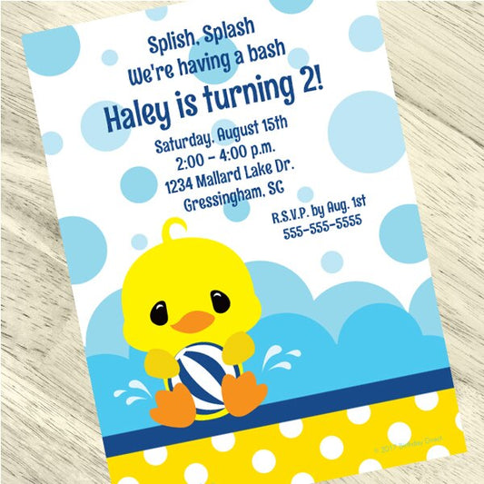 Lil Ducky Invitations Personalized with Envelopes,  5 x 7 inch,  set of 12