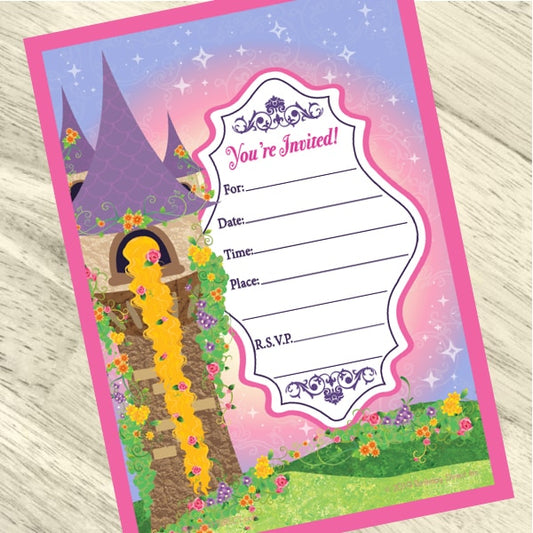 Rapunzel Invitations Fill-in with Envelopes,  4 x 6 inch,  set of 16