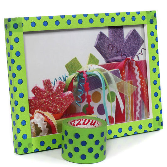 Lime Green with Blue Polka Dots Craft Tape