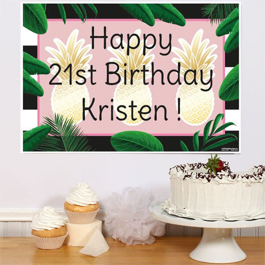 Pineapple Party Poster Personalized,  12.5 x 18.5 inch,  set of 3