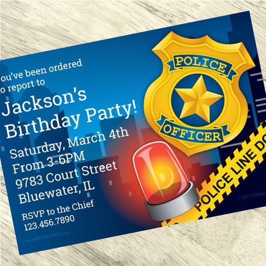 Police Invitations Personalized with Envelopes,  5 x 7 inch,  set of 12