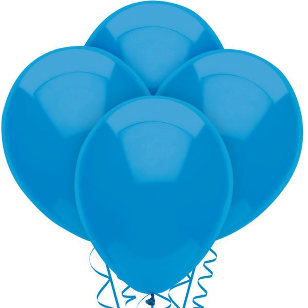 Bright Blue Latex Balloons,  12 inch,  set of 15