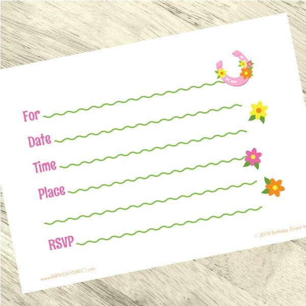 Playful Pony Invitations Fill-in with Envelopes,  4 x 6 inch,  set of 16