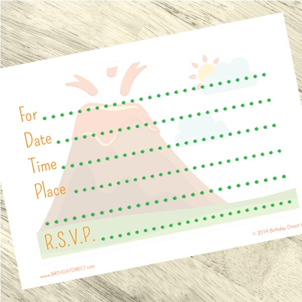 Lil Dinosaur 1st Birthday Invitations Fill-in with Envelopes,  4 x 6 inch,  set of 16