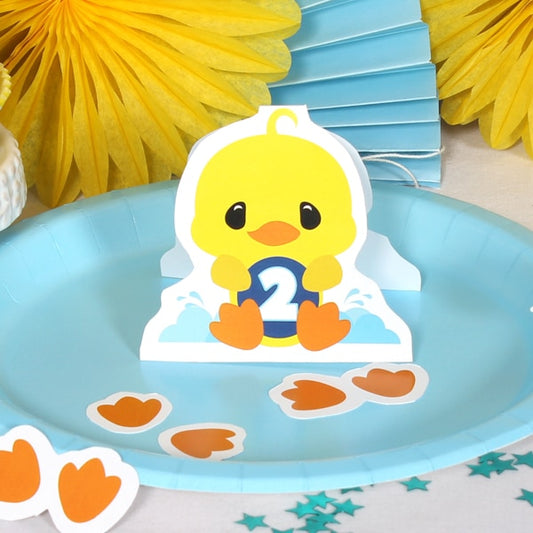Little Ducky 2nd Birthday Table Decorations DIY Cutouts,  12.5 x 18.5 inch,  4 sheets