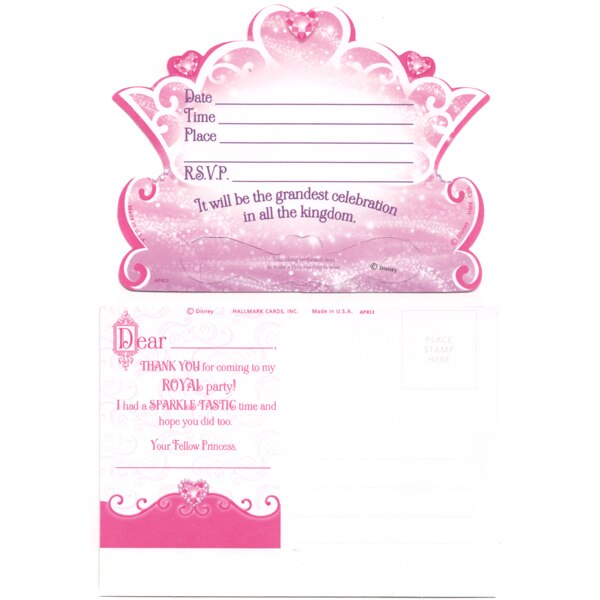 Disney Princess Invitation and Thank You Set,  4 x 5 inch,  8 count