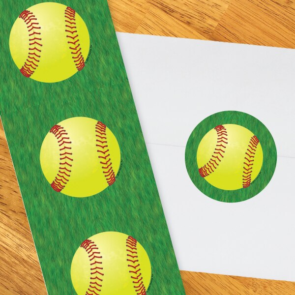 Softball Circle Stickers,  2 inch,  set of 60